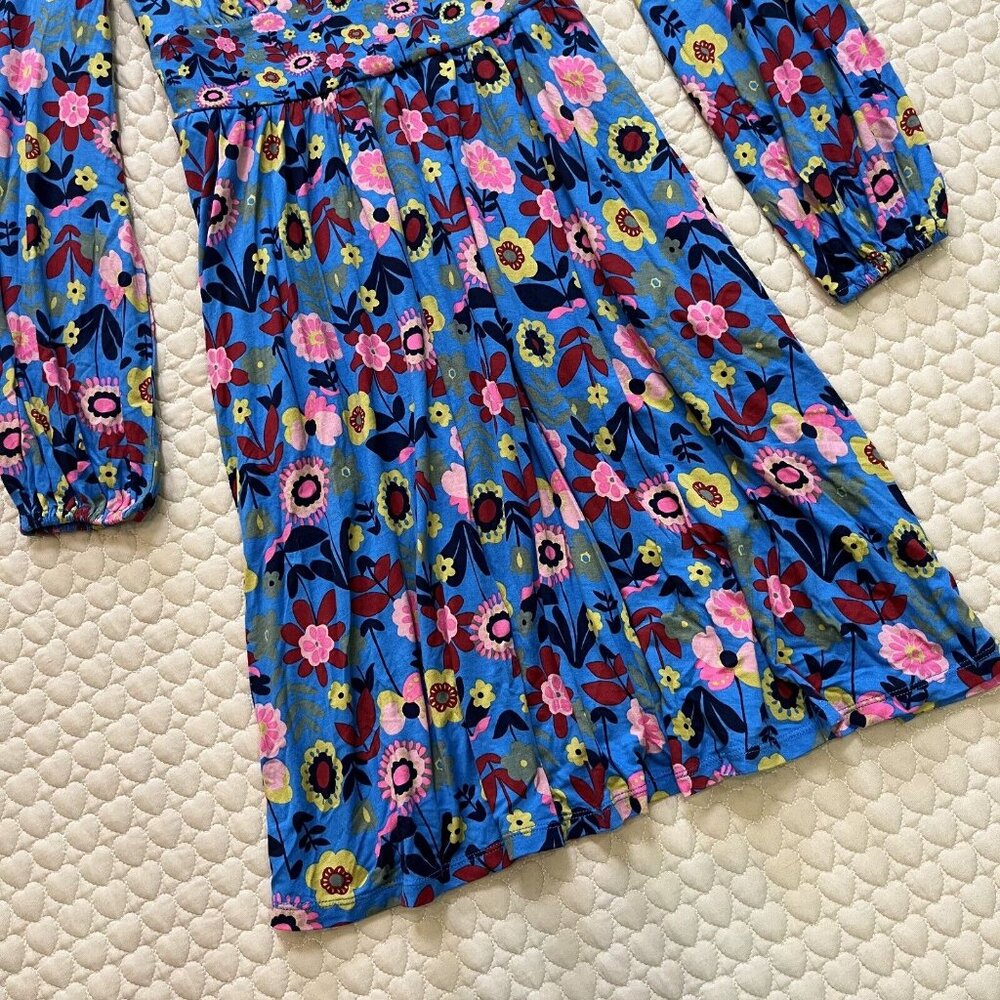 NWOT Boden Jersey Mini Tea Dress Long Moroccan Blue Flora Bloom Size 6L - Picture 4 of 10